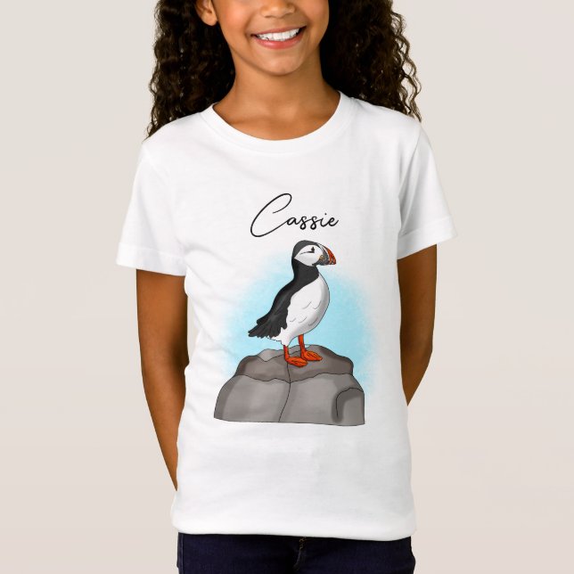 Camiseta Puffin personalizado dibujado a mano (Anverso)