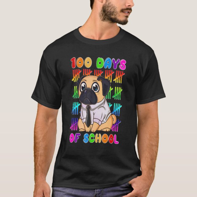 Camiseta Pug 100 días de escuela 100 días de escuela niños (Anverso)