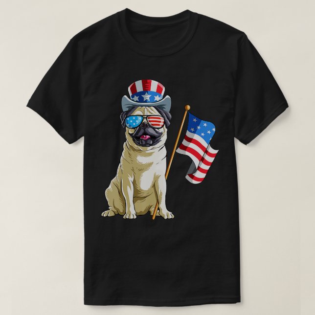 Camiseta Pug 4 de Julio Gracioso Regalo (Diseño del anverso)