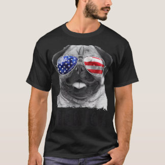Camiseta Pug 4 de julio Merica Hombres Mujeres EEUU