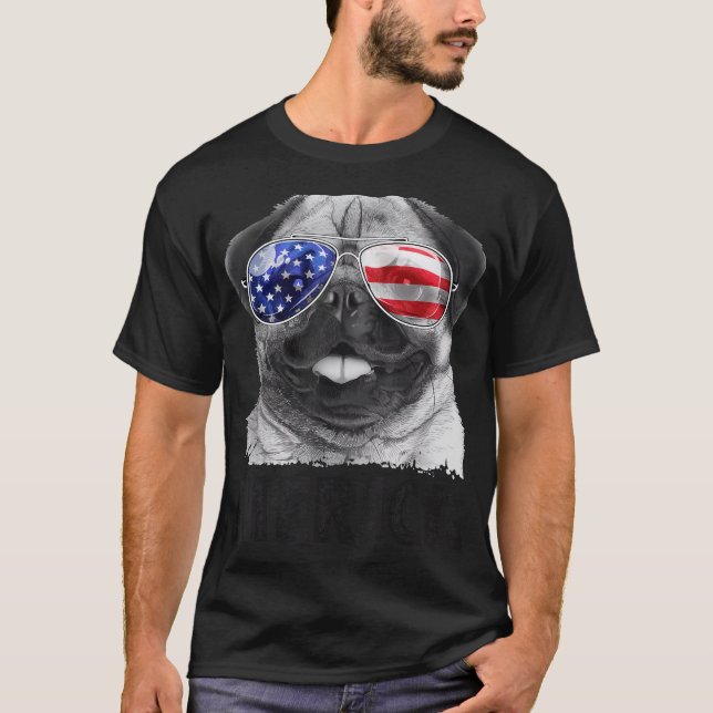 Camiseta Pug 4 de julio Merica Hombres Mujeres EEUU (Anverso)