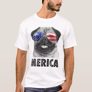 Camiseta Pug 4 De Julio Merica Hombres Mujeres USA Bandera