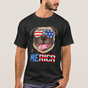 Camiseta Pug 4 De Julio Merica Hombres Mujeres USA Bandera