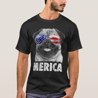Camiseta Pug 4 de Julys Merica Hombres Mujeres USA American