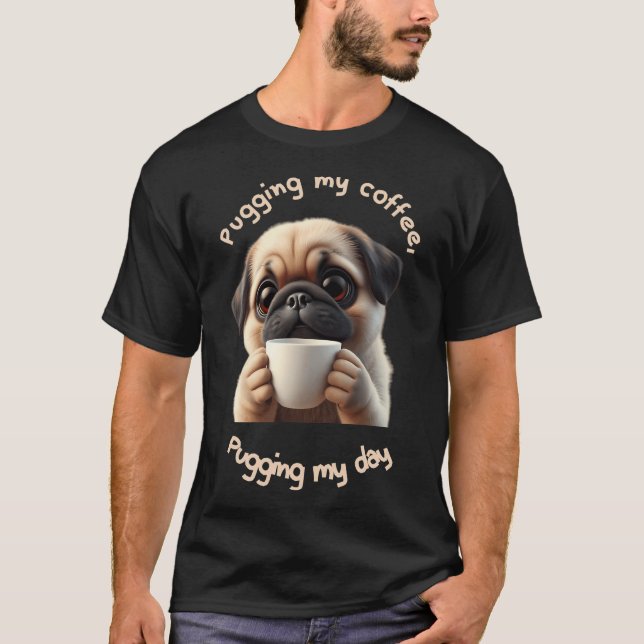 Camiseta Pug Adorable - Amante del Café (Anverso)