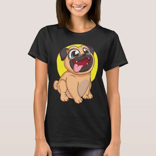 Camiseta Pug Adorable Con Cara Feliz (Anverso)