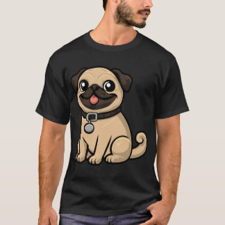 Camiseta Pug adorable con collar - Perfecto para amantes de