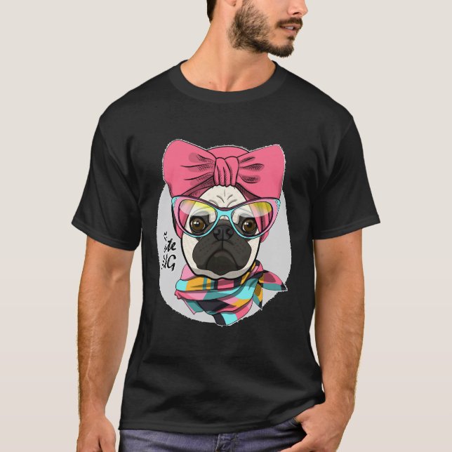 Camiseta Pug Adorable Con Gafas De Sol (Anverso)