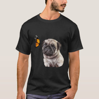 Camiseta Pug Adorable Con Mariposa Regalos Para Amantes De 