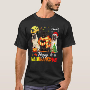 Camiseta Pug adorable feliz Hallothanksmas Halloween Día de