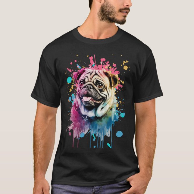 Camiseta Pug Adorable Pug Acuarela (Anverso)