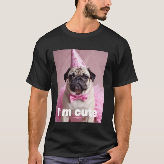 Camiseta Pug adorable rosa (Anverso)