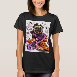Camiseta Pug alegre de Halloween en patines de ruedas