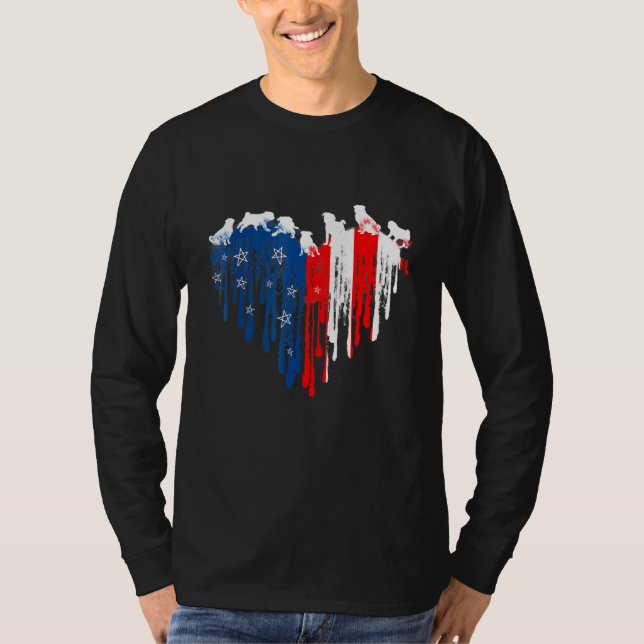 Camiseta Pug American Heart Flag Perro 4 De Julio (Anverso)