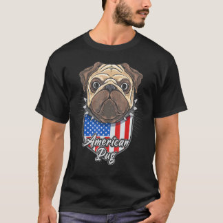 Camiseta Pug Americano Bandera Patriótica Del 4 De Julio De
