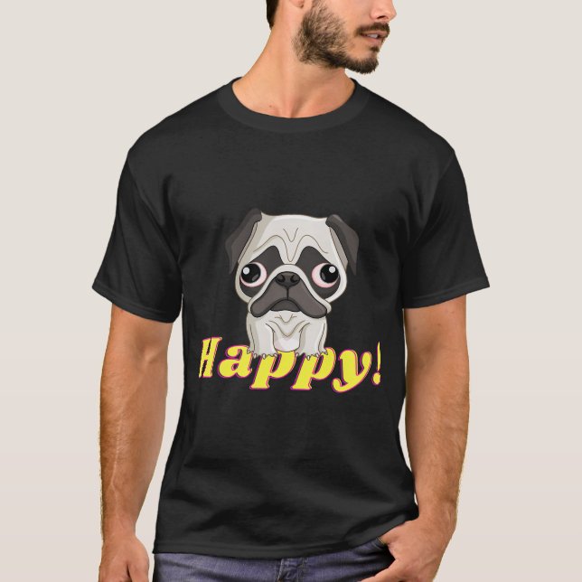 Camiseta Pug Arcoíris Feliz (Anverso)
