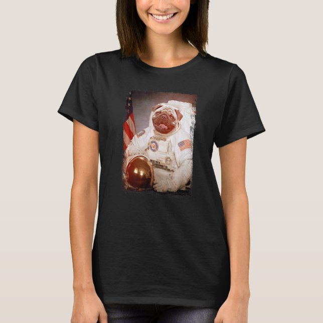 Camiseta Pug Astronaut Moon Space Mission Animal Astronaut (Anverso)