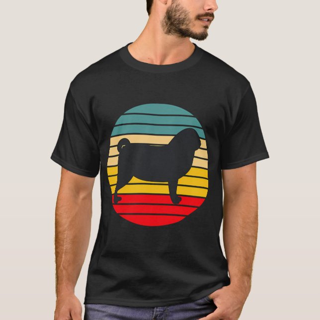 Camiseta Pug Atardecer Retro (Anverso)