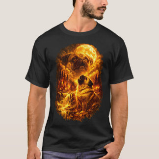 Camiseta Pug aullando a la luna dramática luna llena 