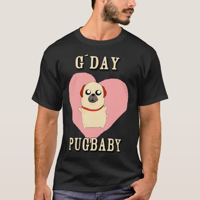 Camiseta Pug bebé con corazón (Anverso)