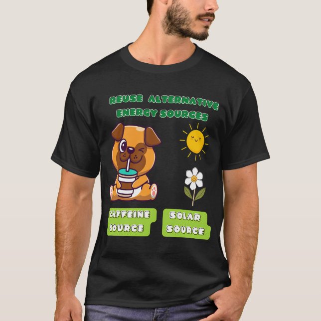 Camiseta Pug bebiendo café (Anverso)