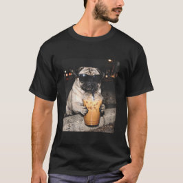 Camiseta Pug bebiendo café helado Meme divertido de perro
