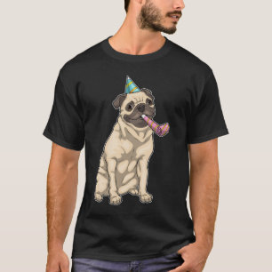 Camiseta Pug Birthday Horn Fiesta gorra