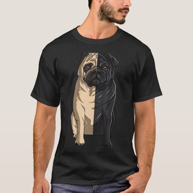 Camiseta Pug Black And White Pug Yin Yang (Anverso)