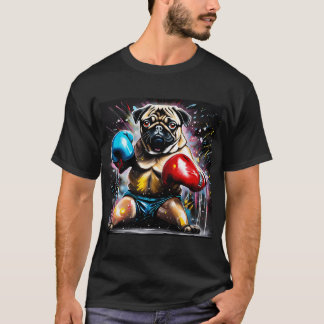 Camiseta Pug Boxer en Posición de Boxeo