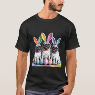 Camiseta ¡Pug Bunny Pals Fun de Pascua! Vacaciones de prima
