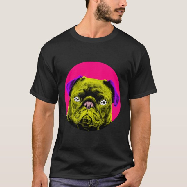 Camiseta Pug Burbuja Rosa Pop Art 843 (Anverso)