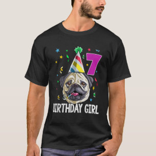 Camiseta Pug Chica de cumpleaños 7 niños Chicas de regalo F