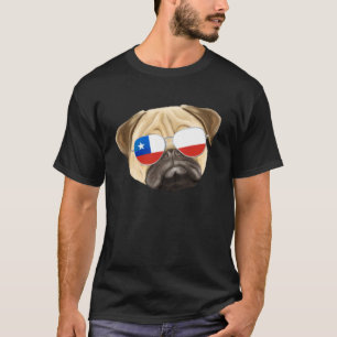 Camiseta Pug Chileno Bandera Chile Bolsillo
