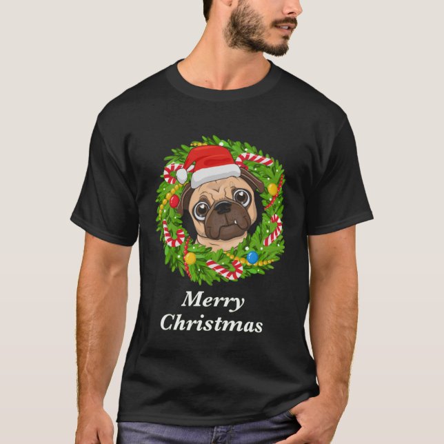 Camiseta Pug Christmas  For Dog  Men Women Kids (Anverso)