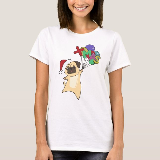 Camiseta Pug Christmas Snow Winter Animals Dogs (Anverso)