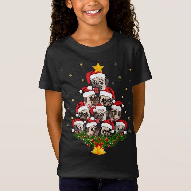 Camiseta Pug Christmas Tree Dog Lover Xmas Gracioso regalo (Anverso)