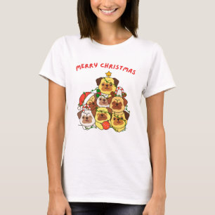 Camiseta Pug Christmas Tree Feliz Navidad