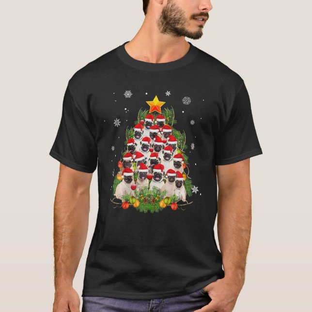 Camiseta Pug Christmas Tree Graciosos Regalos De Navidad Pa (Anverso)
