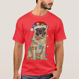Camiseta Pug Christmas Tree Light Pajama Perro Lover Xmas D