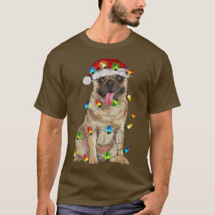 Camiseta Pug Christmas Tree Light Pajama Perro Lover Xmas D