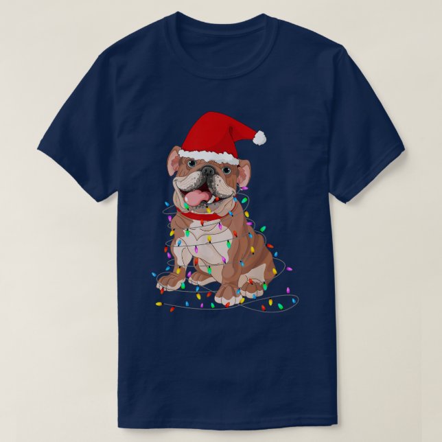 Camiseta Pug Christmas Tree Lights Santa Dog Xmas Boys Pugm (Diseño del anverso)