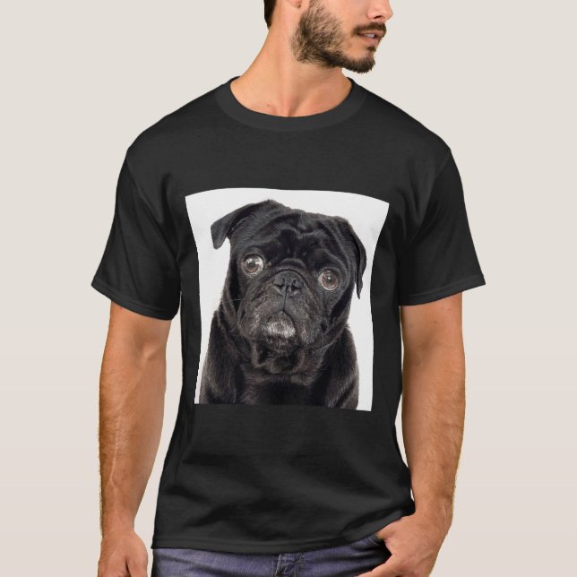 Camiseta Pug Clásico Negro 445 (Anverso)