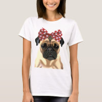 Pug con arco rojo sobre la cabeza 2