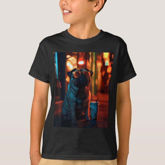 Camiseta Pug con café helado  (Anverso)