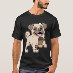 Camiseta Pug con café para ir