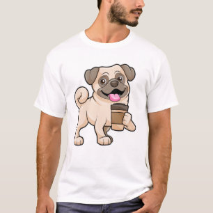 Camiseta Pug con café para ir