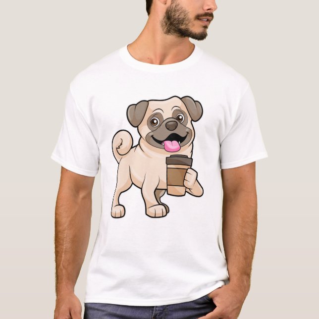 Camiseta Pug con café para ir (Anverso)
