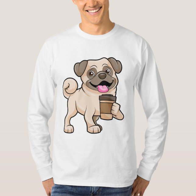 Camiseta Pug con café para ir (Anverso)