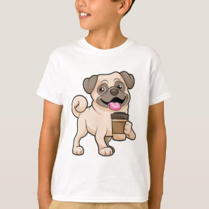Camiseta Pug con café para ir