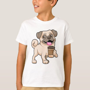 Camiseta Pug con café para ir